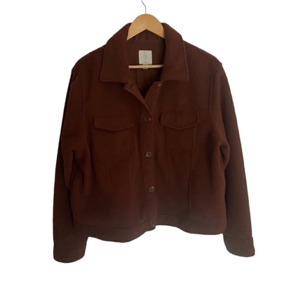 Joie Brown Button Down Shirt Jacket XLarge